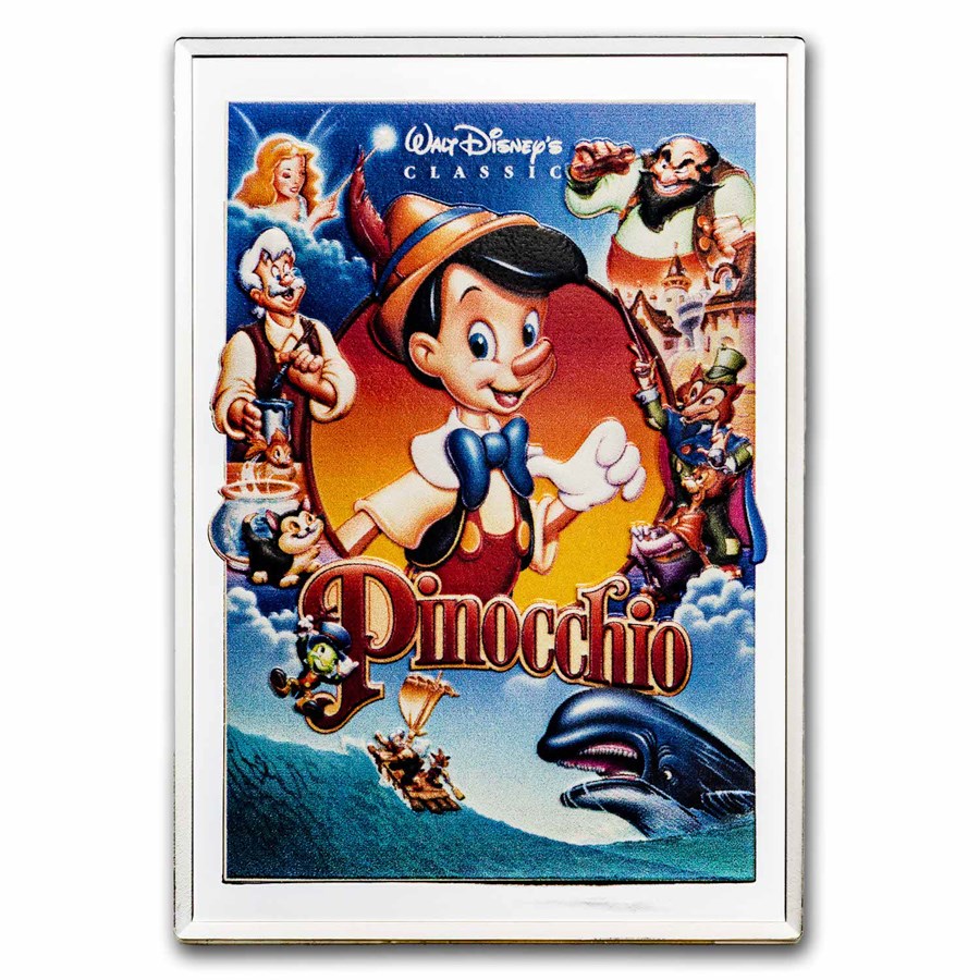 2024 Niue 5 oz Ag $10 Disney Movie Posters: Pinocchio