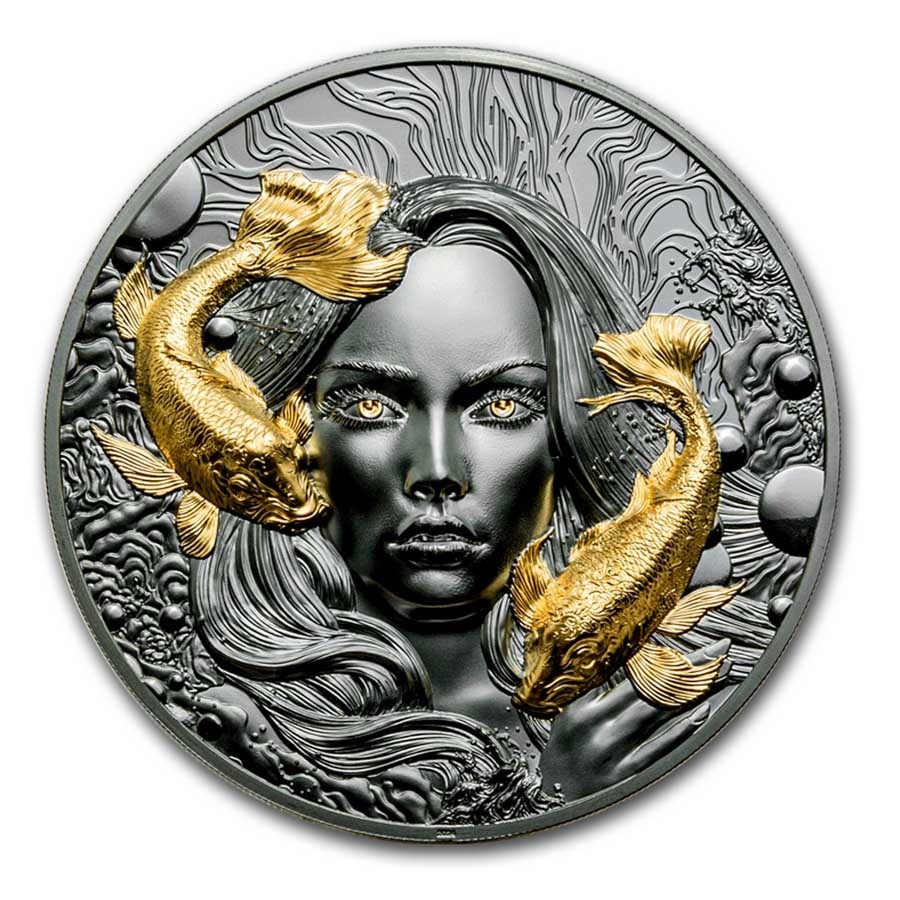 2024 Palau 2 oz Silver Black Proof Goddess of Water (Box & COA)