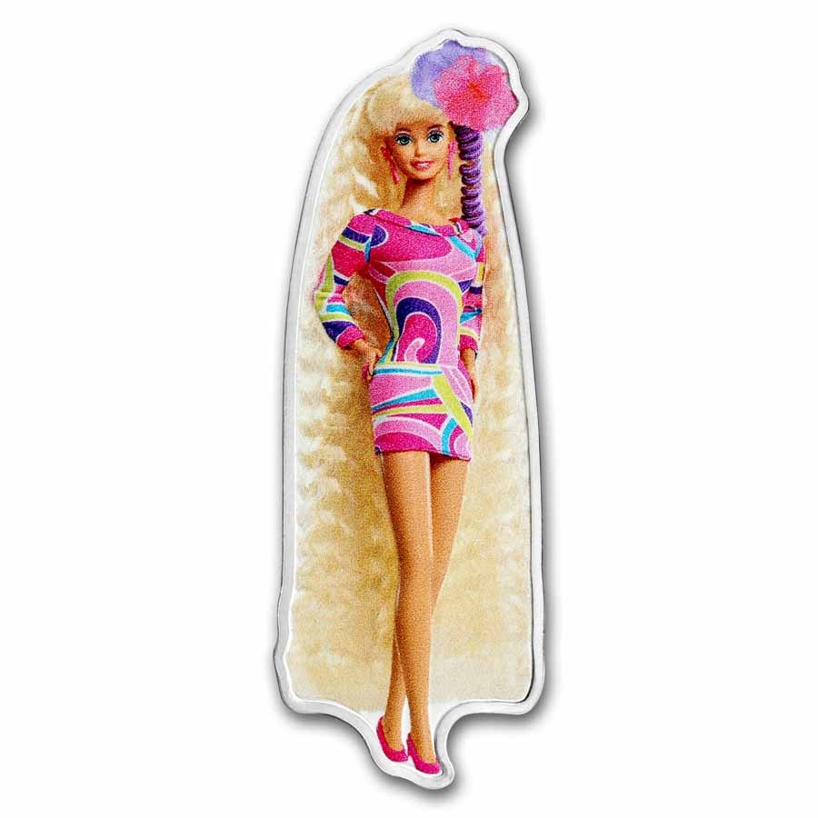 2024 PAMP 1 oz Silver Totally Hair Barbie Shaped & Colorized Coin
