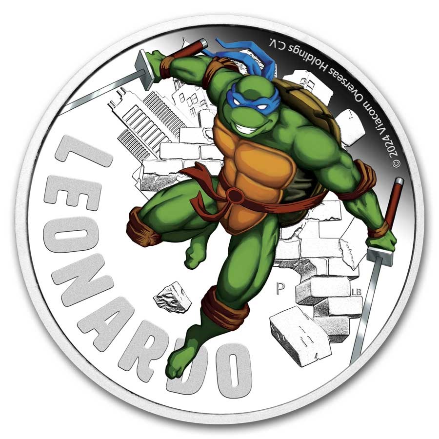 2024 TUV 1 oz Silver Colorized TMNT Leonardo Proof (Box)