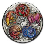 2024 TUV 5 oz Silver Colorized Antiqued Five Auspicious Creatures