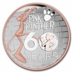 2024 Tuvalu 5 oz Silver Pink Panther 60th Anniversary Gilded Box