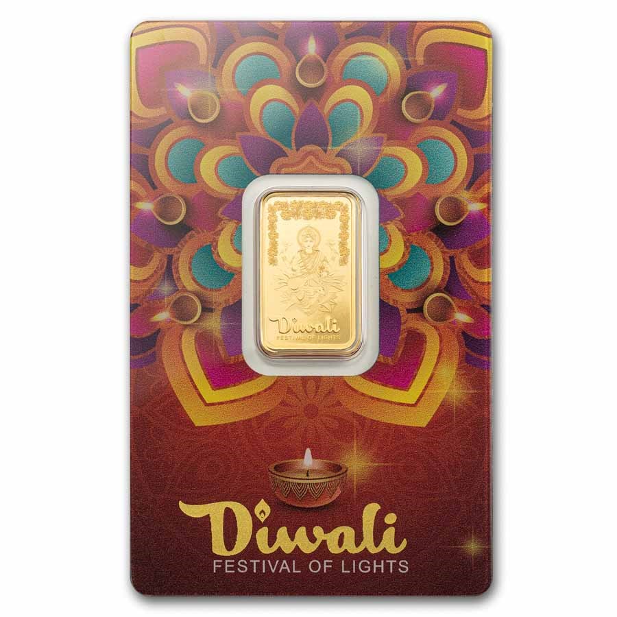 2025 5 gram Gold Bar - PAMP Suisse Diwali Lakshmi & Rangoli