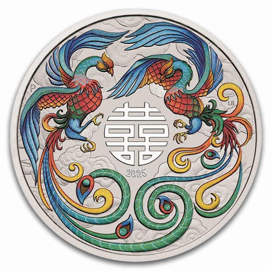 2025 AUS 1 oz Silver Double Phoenix Colorized BU (Multi, Cap)
