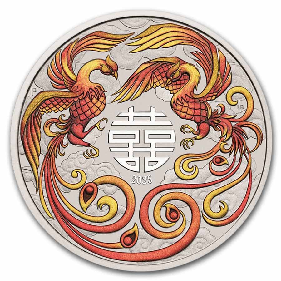 2025 AUS 1 oz Silver Double Phoenix Colorized (Red, Card)