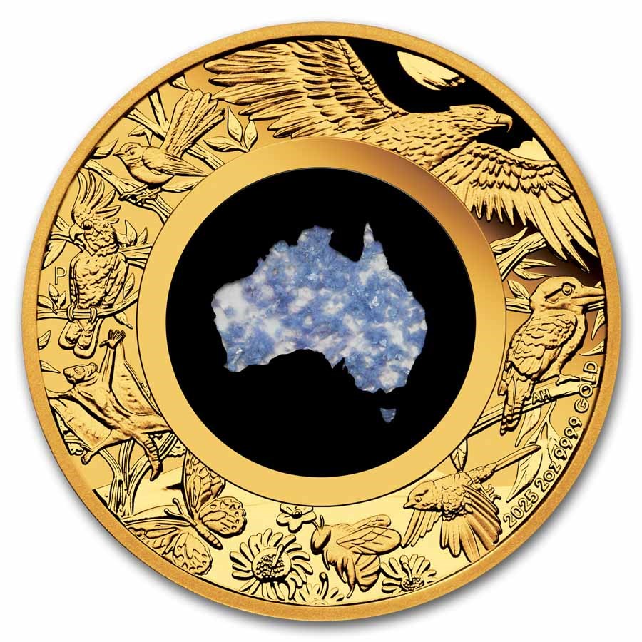 2025 AUS 2 oz Gold Blue Lepidolite Great Southern Land Proof