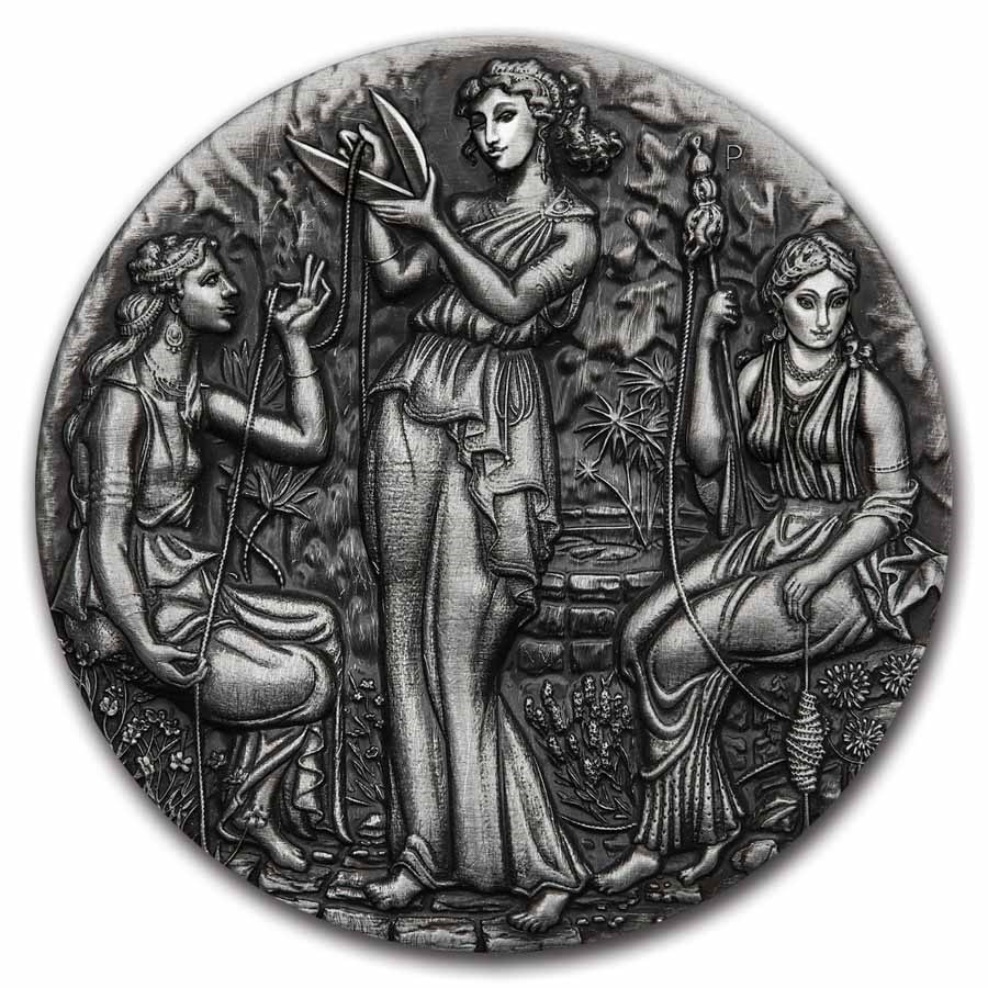2025 AUS 2 oz Silver Fate The Moirai Antiqued & High Relief (Box)