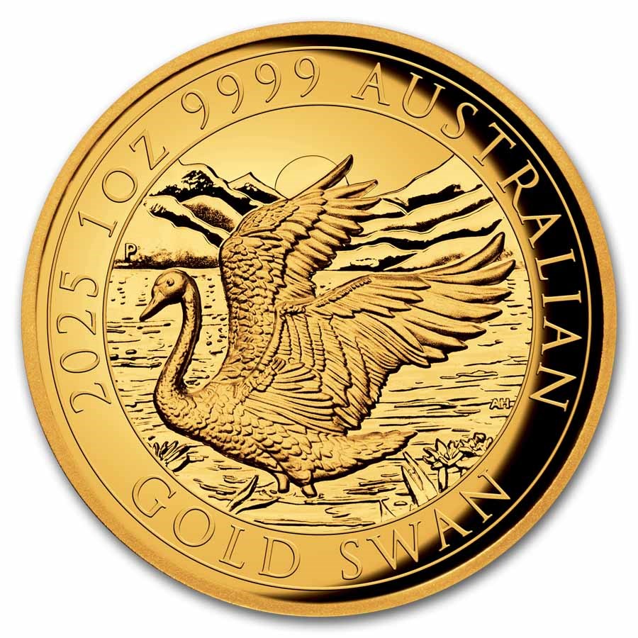2025 Australia 1 oz Gold Swan Proof (HR, w/Box & COA)