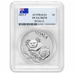 2025 Australia 1 oz Silver Koala PCGS MS-70 (Flag Label)