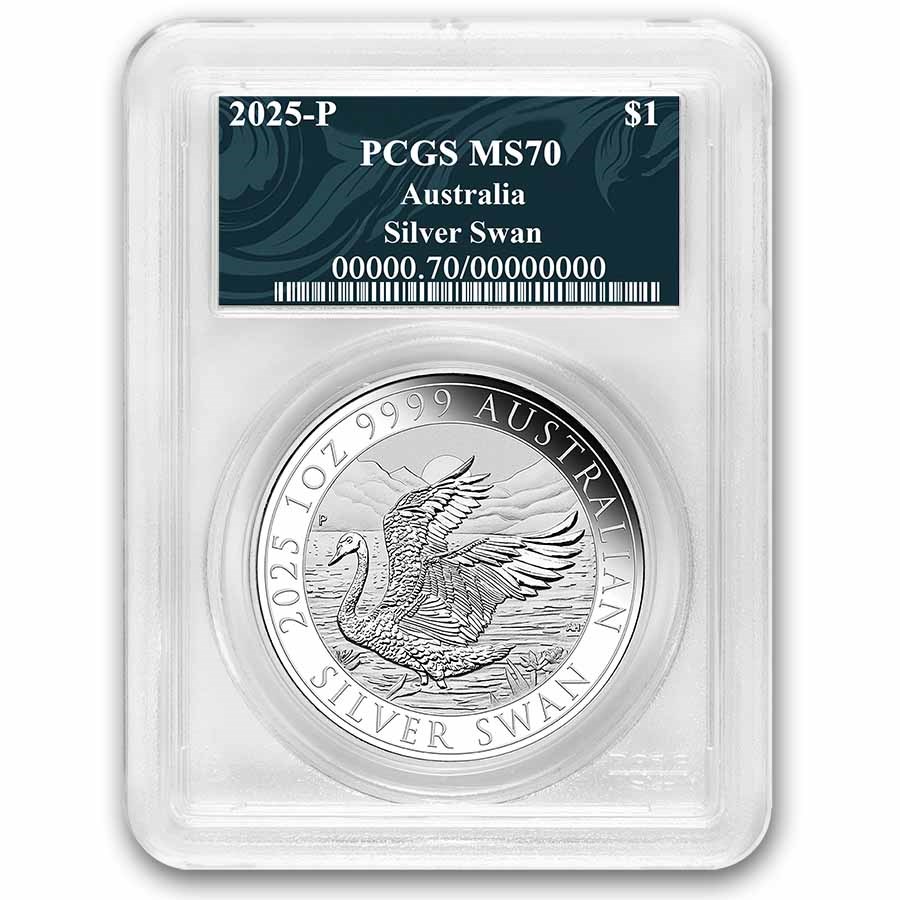 2025 Australia 1 oz Silver Swan MS-70 PCGS (Swan Label)