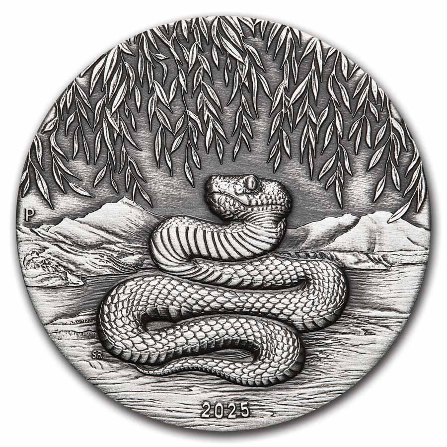 2025 Australia 2 oz Silver Year of the Snake Antiqued