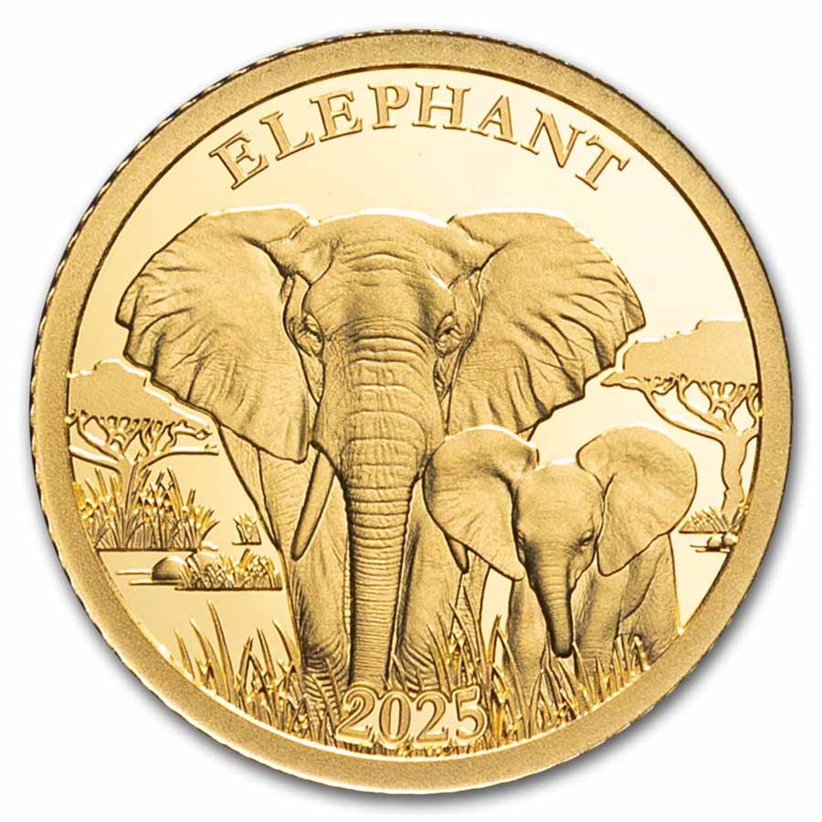 2025 Burundi 1/2 Gram Gold Elephant Proof (In Blister Pack)