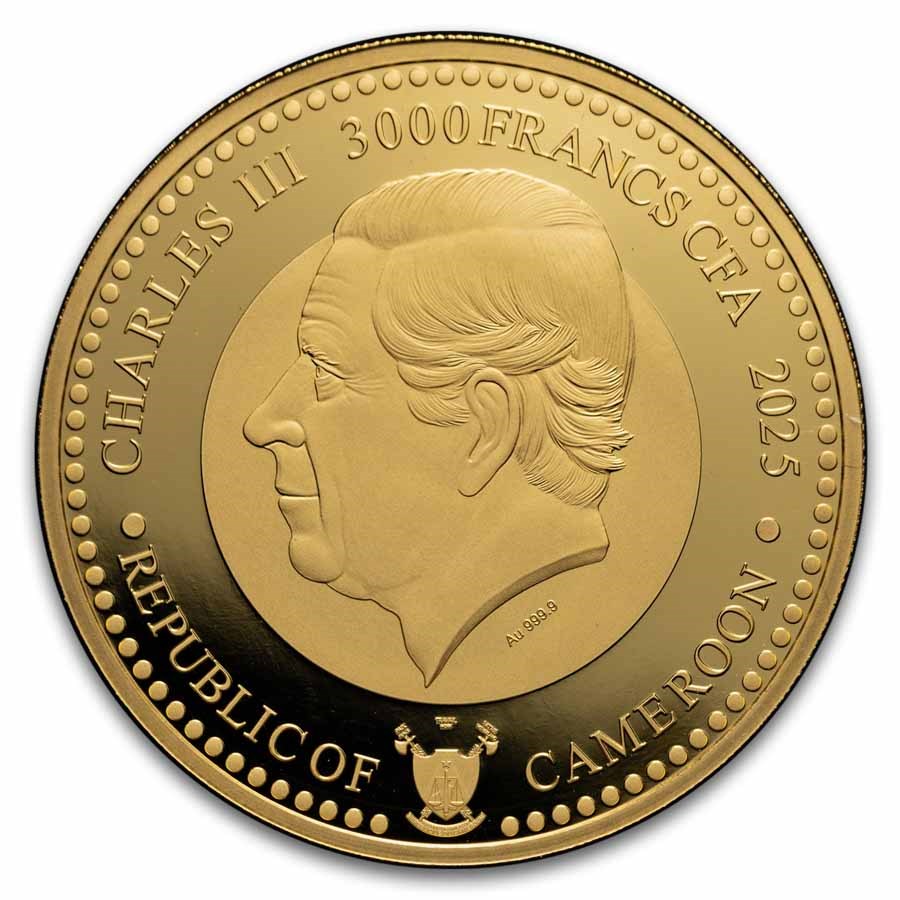 2025 Cameroon 1 oz Gold World Famous Dogs - Border Collie