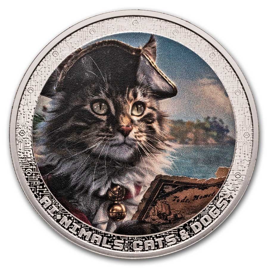 2025 Cameroon 1 oz Silver AI•NIMALS Cat Pirate (w/ Box & COA)