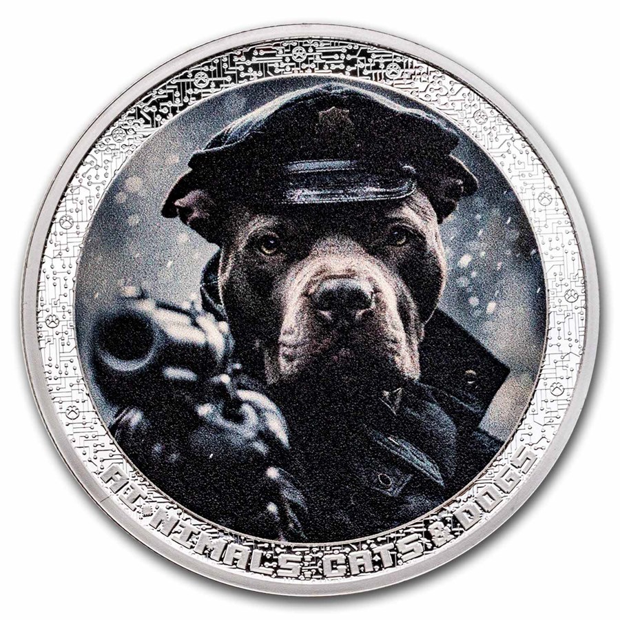 2025 Cameroon 1 oz Silver AI•NIMALS Dog Police (w/ Box & COA)