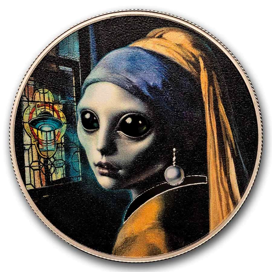 2025 Cameroon 1 oz Silver Girl with a Pearl Earring (Box & COA)