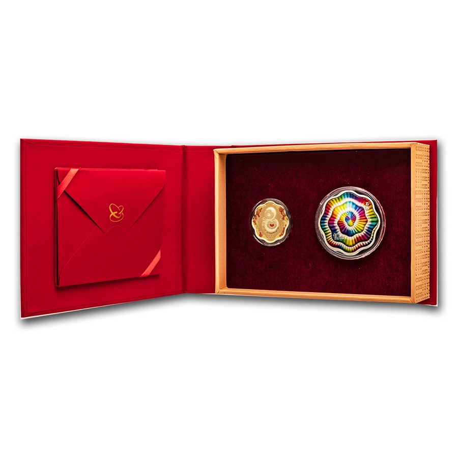 2025 China 2-Coin Gold/Silver Lunar Snake Proof Blossom Set