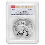 2025 China 30 gram Silver Panda MS-69 PCGS (FDI, Flag Label)