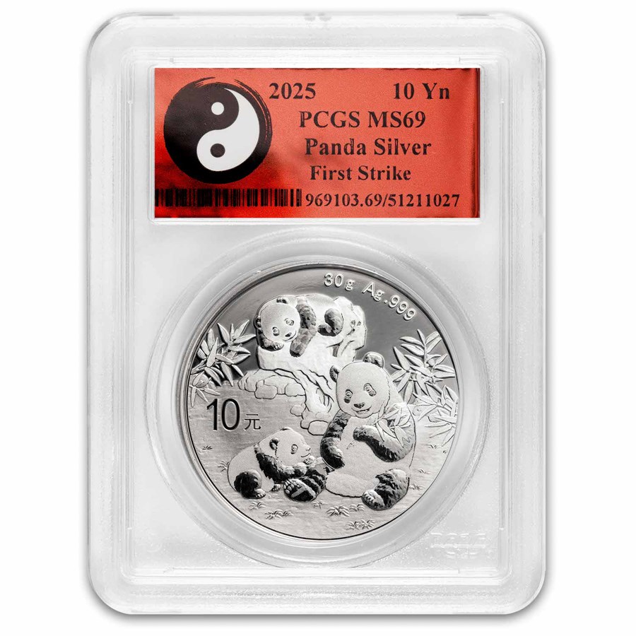 2025 China 30 gram Silver Panda MS-69 PCGS (FS, Yin-Yang)