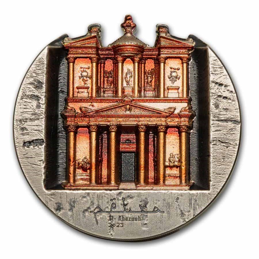 2025 Cook Islands 5 oz Silver Rose City: Petra Al-Khazneh