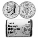 2025-D Kennedy Half Dollar 20-Coin Roll BU