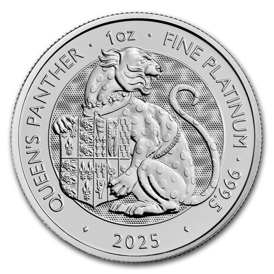 2025 GB 1 oz Platinum Royal Tudor Beasts Queen's Panther BU Coin
