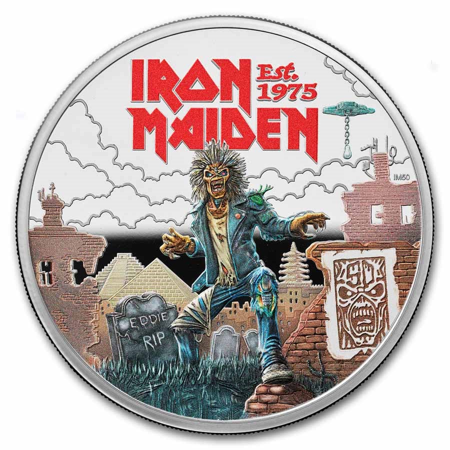 2025 GB 1 oz Silver Colorized £2 PF Music Legends: Iron Maiden