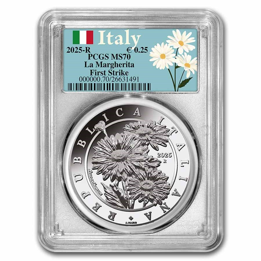 2025 Italy 1 oz Silver Flora & Fauna - The Daisy MS-70 PCGS (FS)