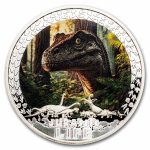 2025 Liberia 1 oz Silver Jurassic Life Dinosaur: Velociraptor