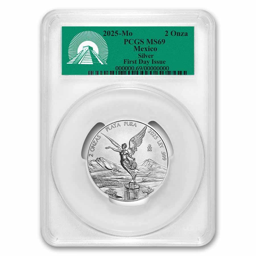 2025 Mexico 2 oz Silver Libertad MS-69 PCGS (First Day Issue)