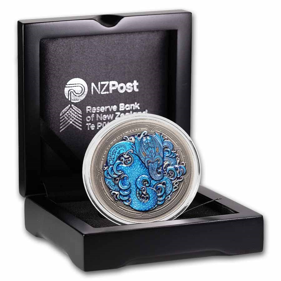 2025 New Zealand 2 oz Silver Colorized Dwelling Taniwha: Water