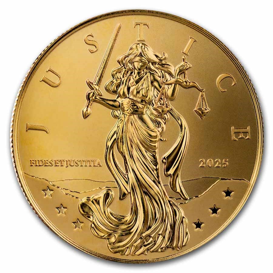 2025 Niue 1/10 oz Gold Proof-Like Lady Justice Coin