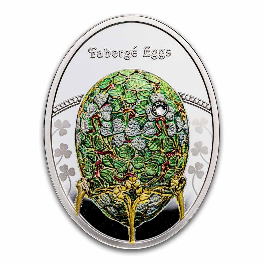 2025 Niue Silver Faberge Eggs: Clover Leaf Egg (Box & COA)