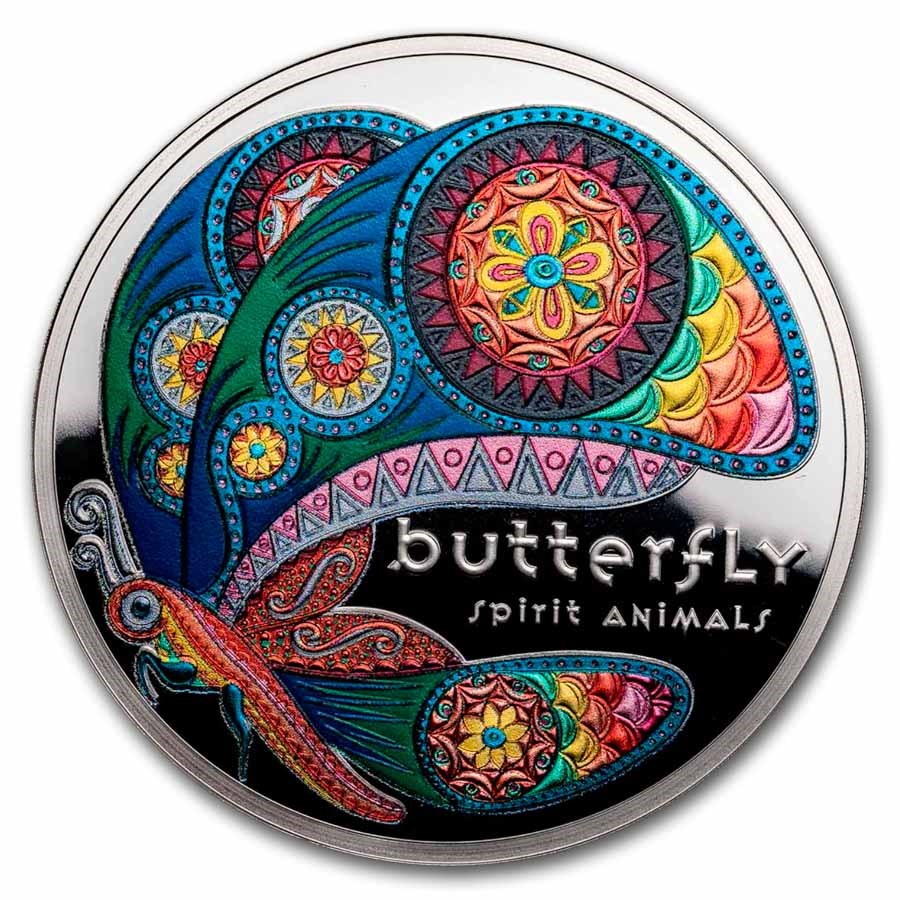 2025 Niue Silver Spirit Animals; Butterfly (With Box and COA)