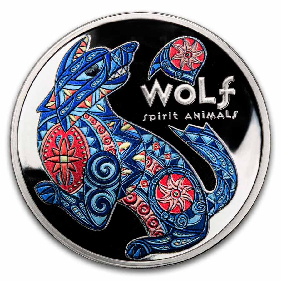 2025 Niue Silver Spirit Animals; Wolf (With Box and COA)