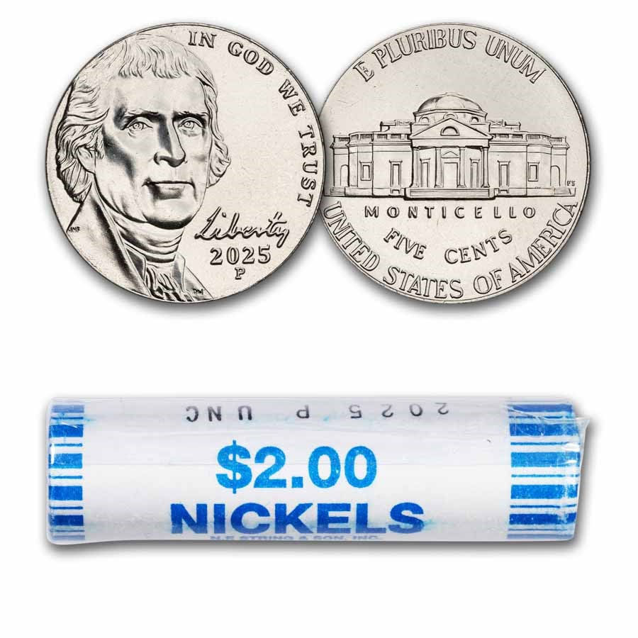 2025-P Jefferson Nickel 40-Coin Roll BU
