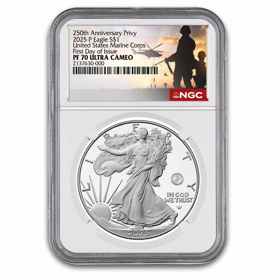 2025-P Proof Silver Eagle PF-70 NGC (Marine Privy, FDI)