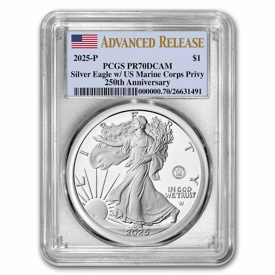 2025-P Proof Silver Eagle PR-70 PCGS (Marine Privy, AR)
