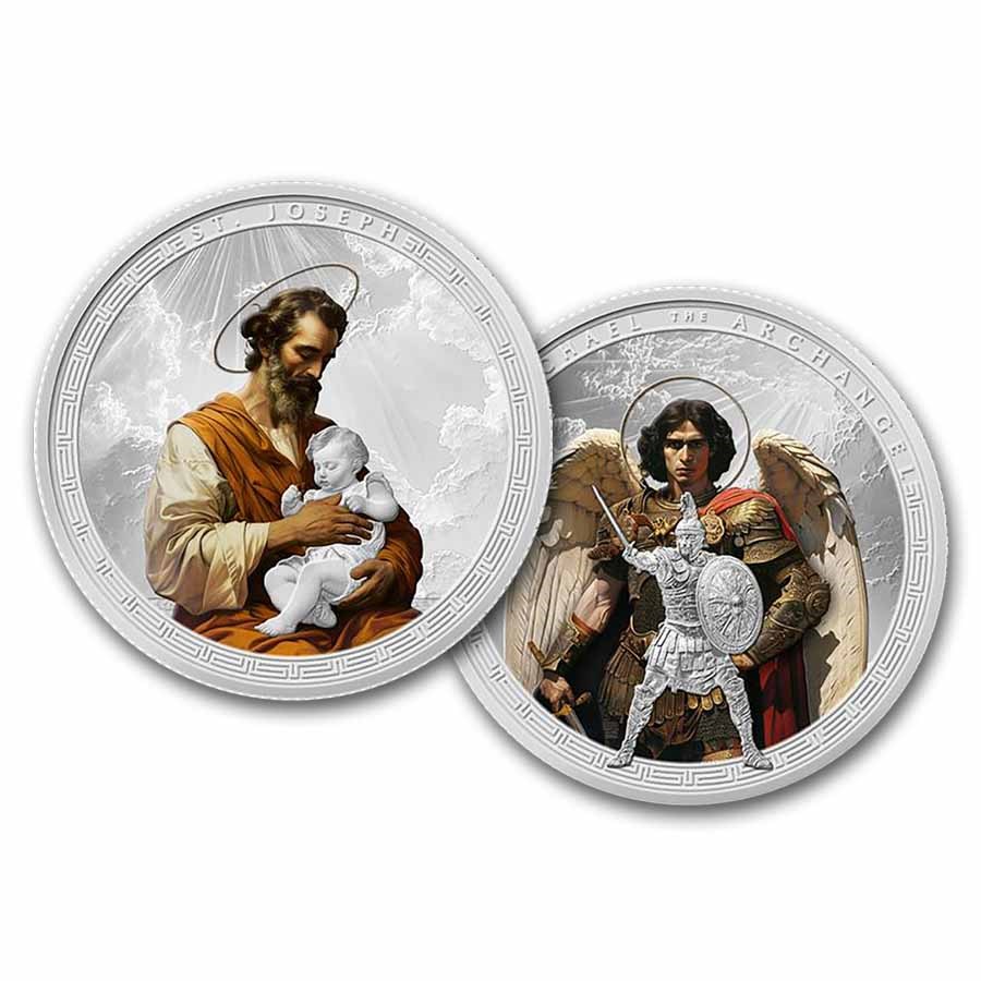 2025 Patron Saints St. Michael & St. Joseph Colorized 2-Coin Set