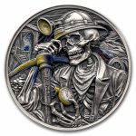 2025 Republic of Ghana 1 oz Silver Antique Memento Mori: Miner