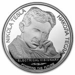 2025 Serbia 1 oz Ag PF 100 Dinar Tesla: Earthquake Machine No COA