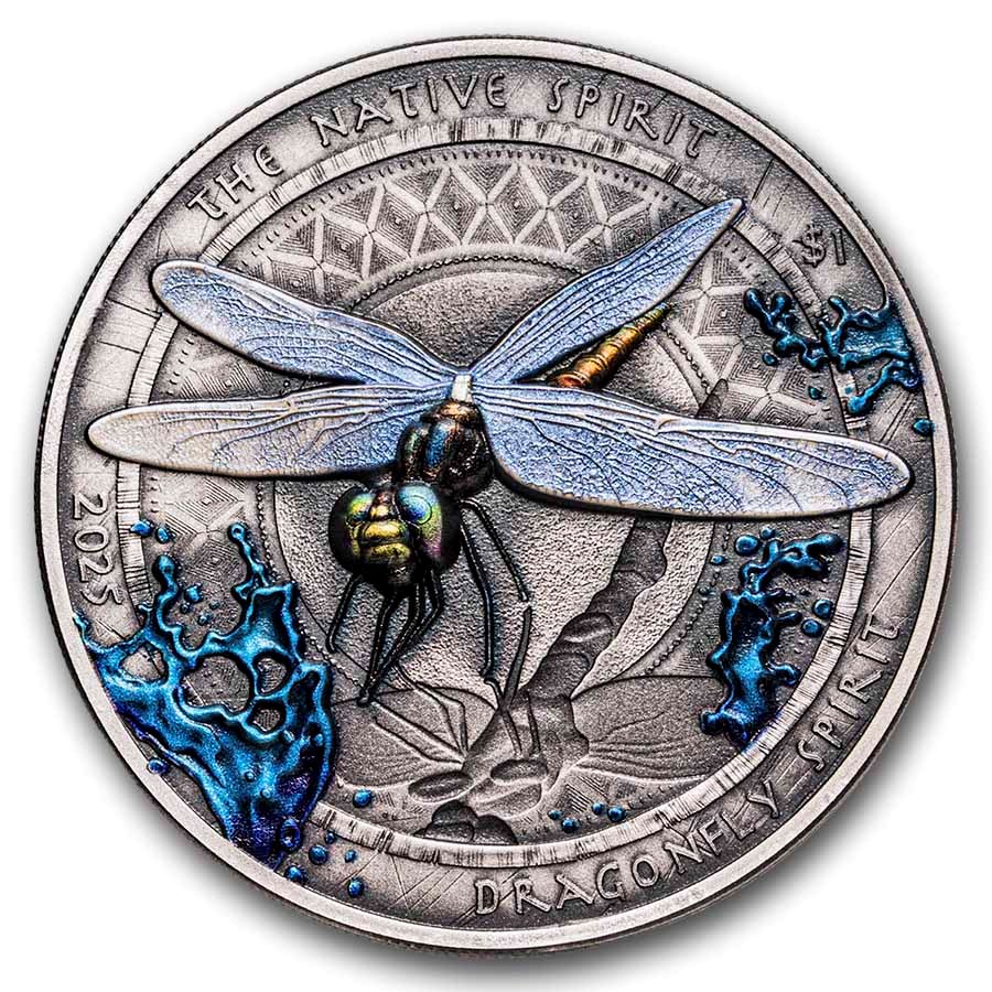 2025 Sioux Nation 1 oz Silver Metallic Wings Dragonfly UHR