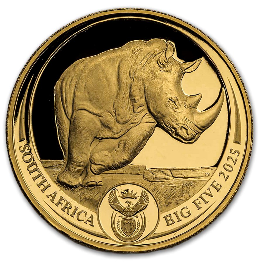 2025 South Africa 1 oz Proof Gold Big Five Rhino (w/ Box & COA)