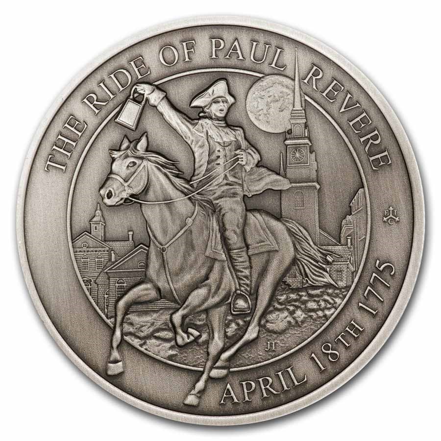 2025 St. Helena 2 oz Silver Paul Revere Midnight Ride Antique UHR