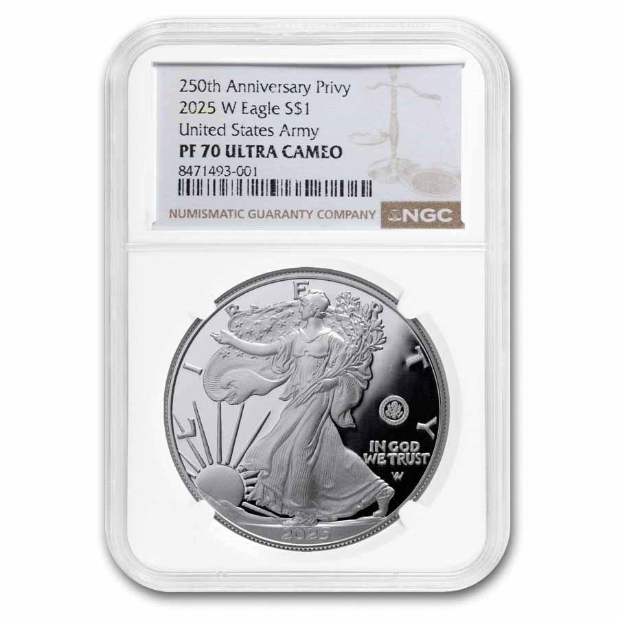 2025-W 1 oz Proof Silver Eagle PF-70 NGC (Army Privy)