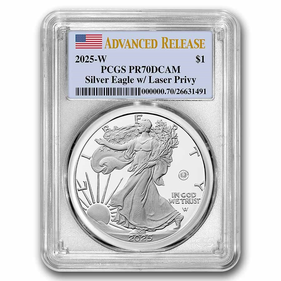 2025-W 1 oz Proof Silver Eagle PR-70 PCGS (Laser Privy, AR)