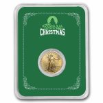 2026 1/10 oz American Gold Eagle - w/Green Merry Christmas Card