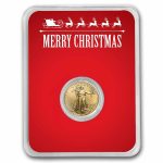 2026 1/10 oz American Gold Eagle - w/Red Merry Christmas Card