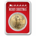 2026 1 oz American Gold Eagle - w/Red Merry Christmas Card