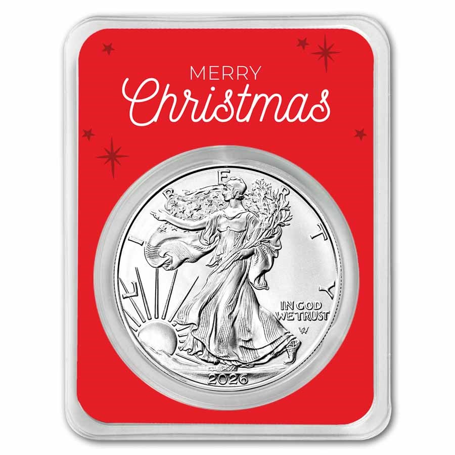 2026 1 oz American Silver Eagle - w/Christmas Snowy Village Card